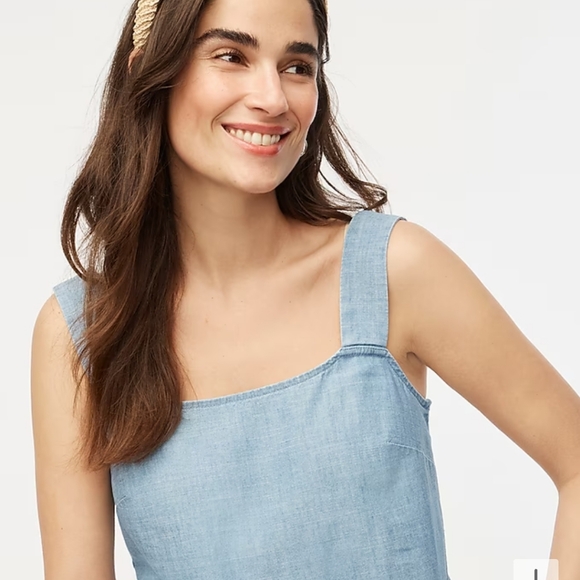 NWT J Crew Chambray squareneck tank top Size XXS - Picture 1 of 7